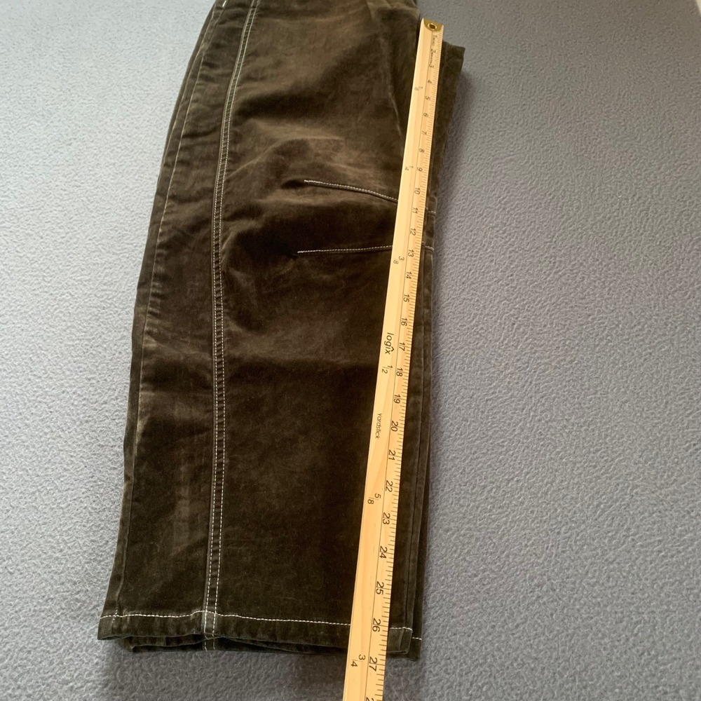 NWT Vervet Kate High Rise Flocked Barrel Leg Jeans Velvet Olive Brown Size 30 - Picture 16 of 16